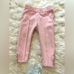 Janie & Jack pink button cuff ponte pant with gold buttons, 12-18m